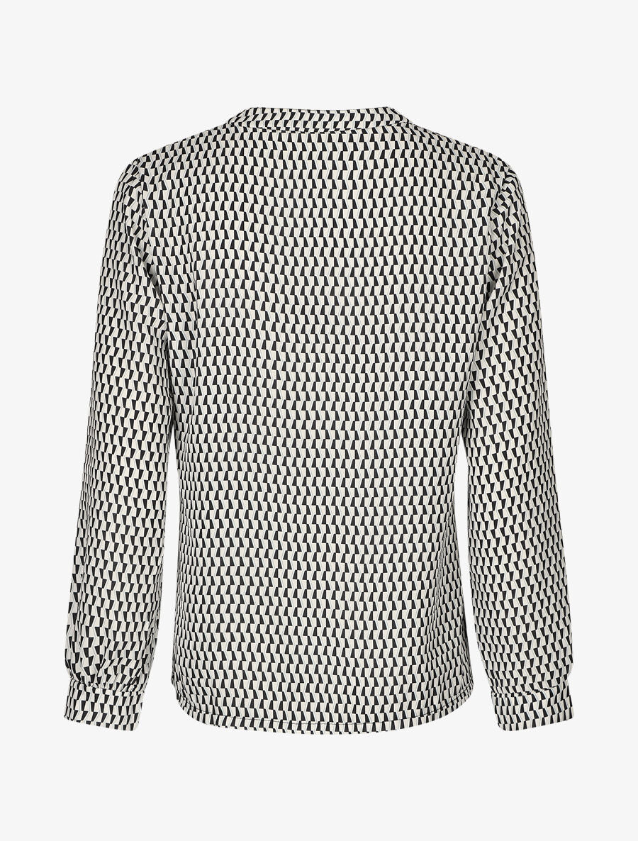Blouse fluide imprimé graphique - Noir - 2