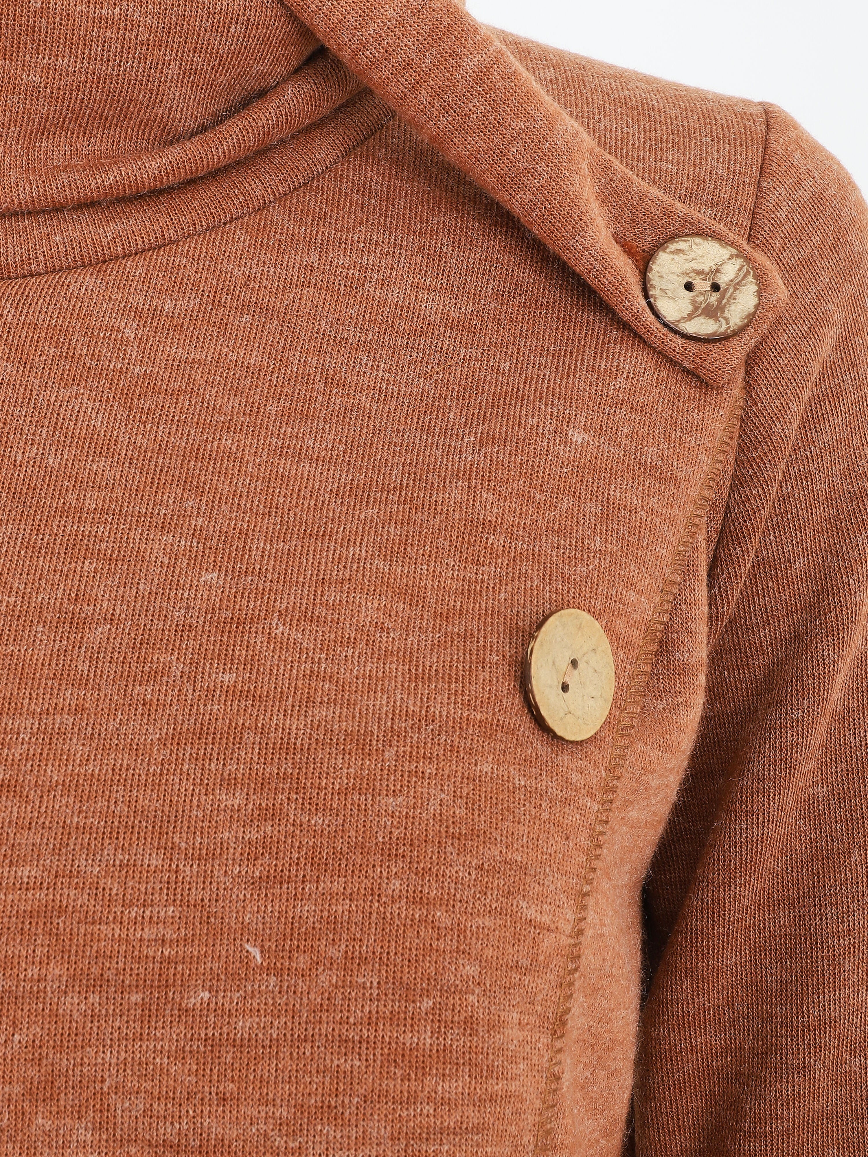 Pull droit boutonné à col roulé - Camel - 3