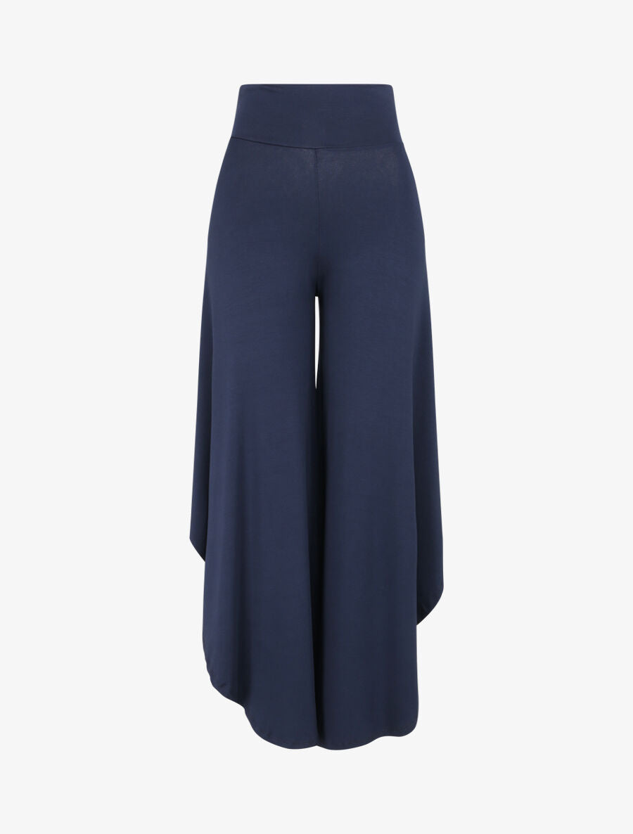 Pantalon ample à bords asymétriques - Marine - 5
