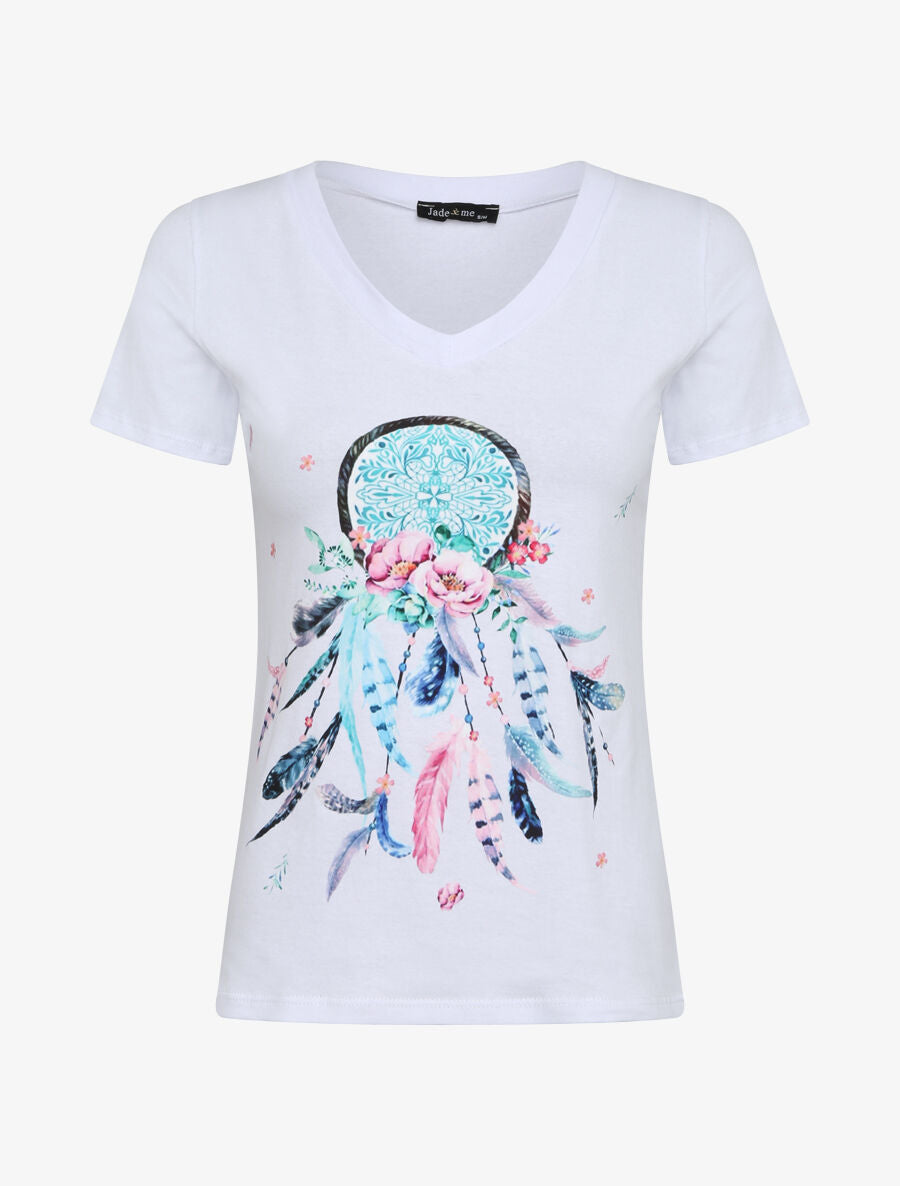 T-shirt slim à flocage dreamcatcher - Blanc - 4