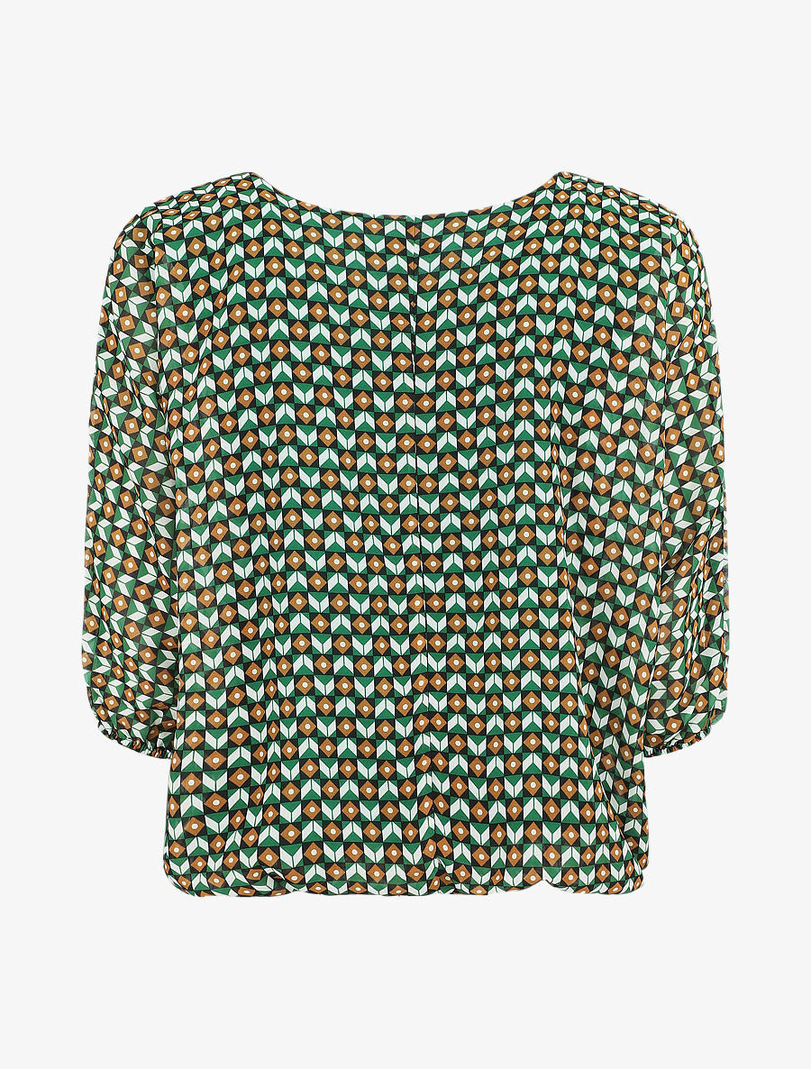 Blouse imprimé mosaïque - Vert - 2