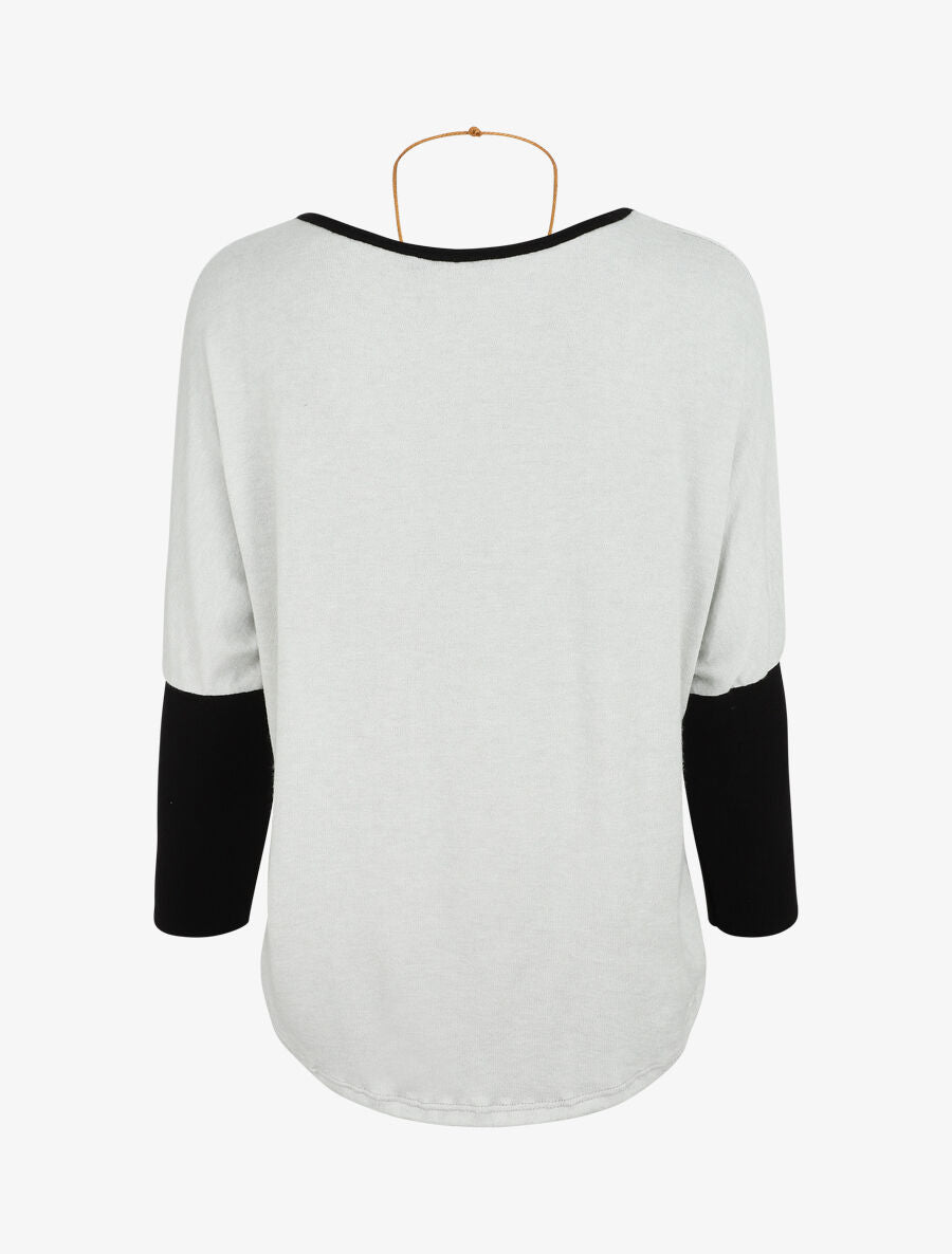Pull chauve-souris à bas asymétrique - Blanc - 2