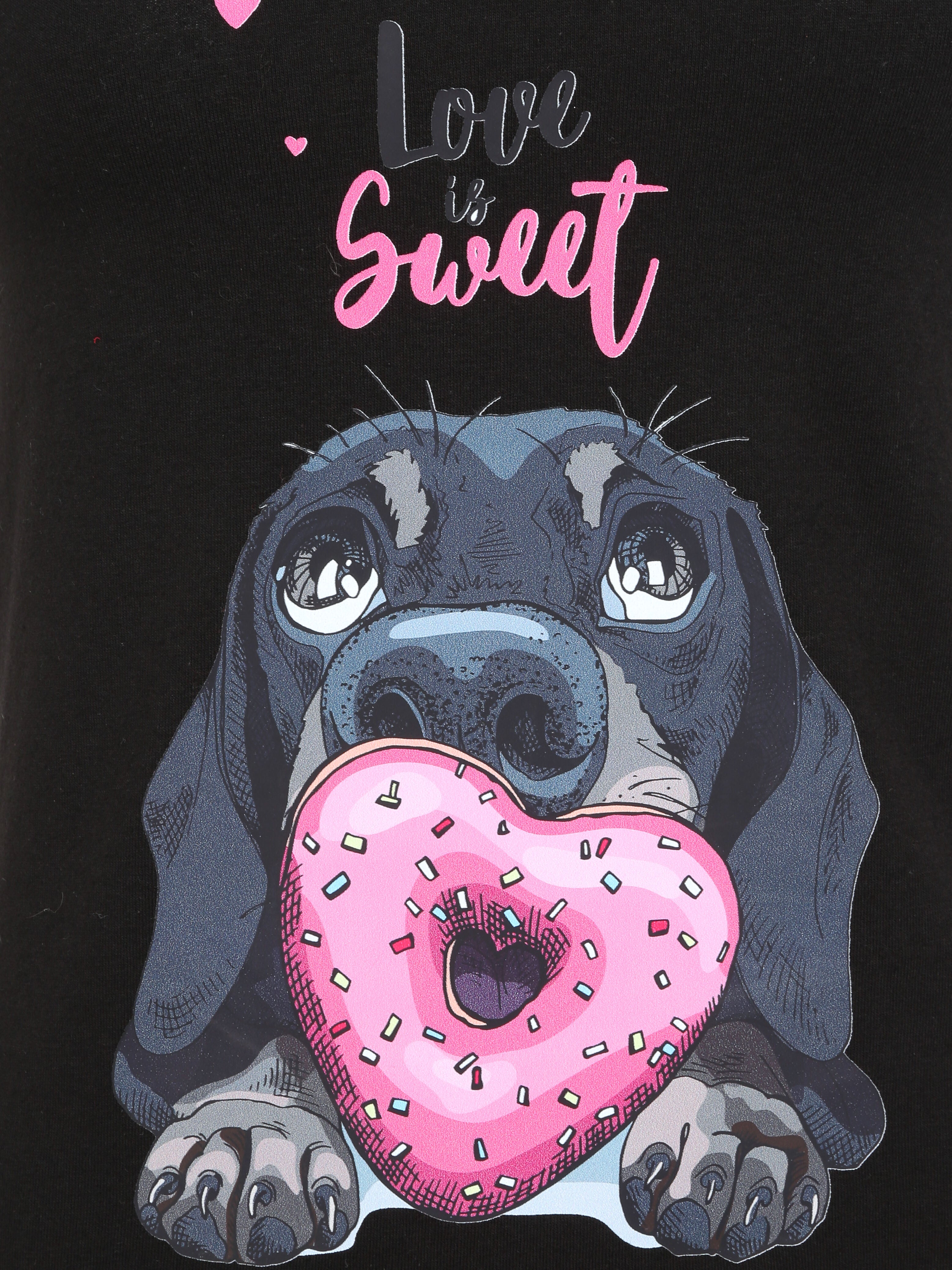 T-shirt slim Love is sweet - Noir - 3