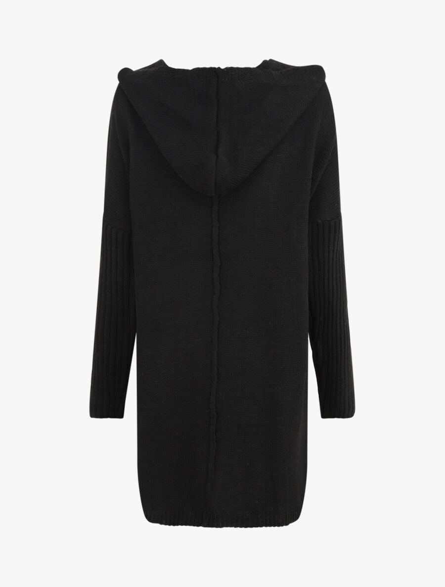 Gilet mi-long à capuche - Noir - 2