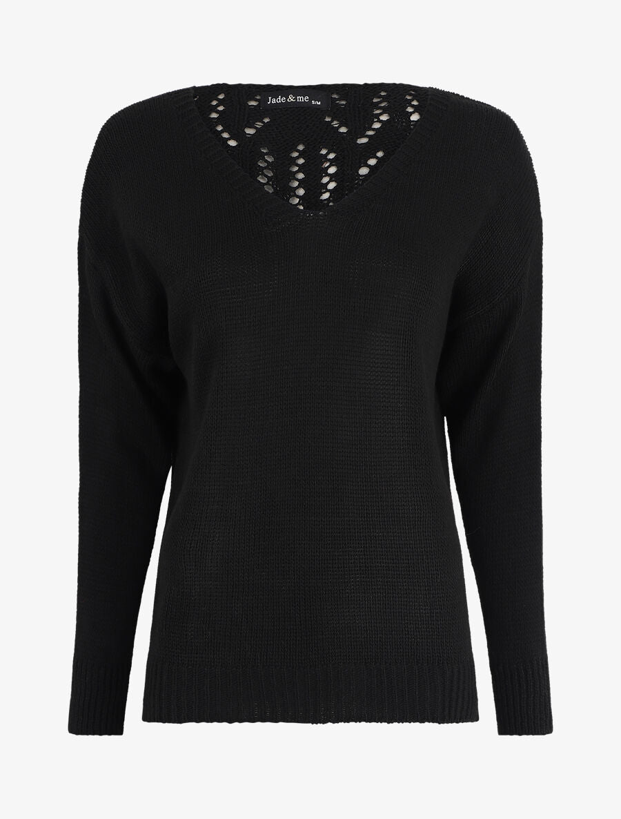Pull droit dos stylisé - Noir - 4