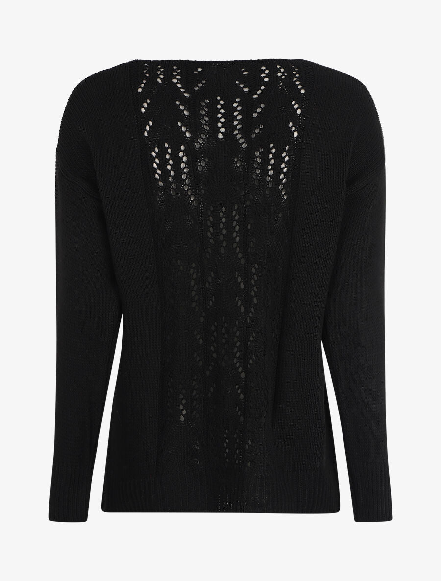 Pull droit dos stylisé - Noir - 2