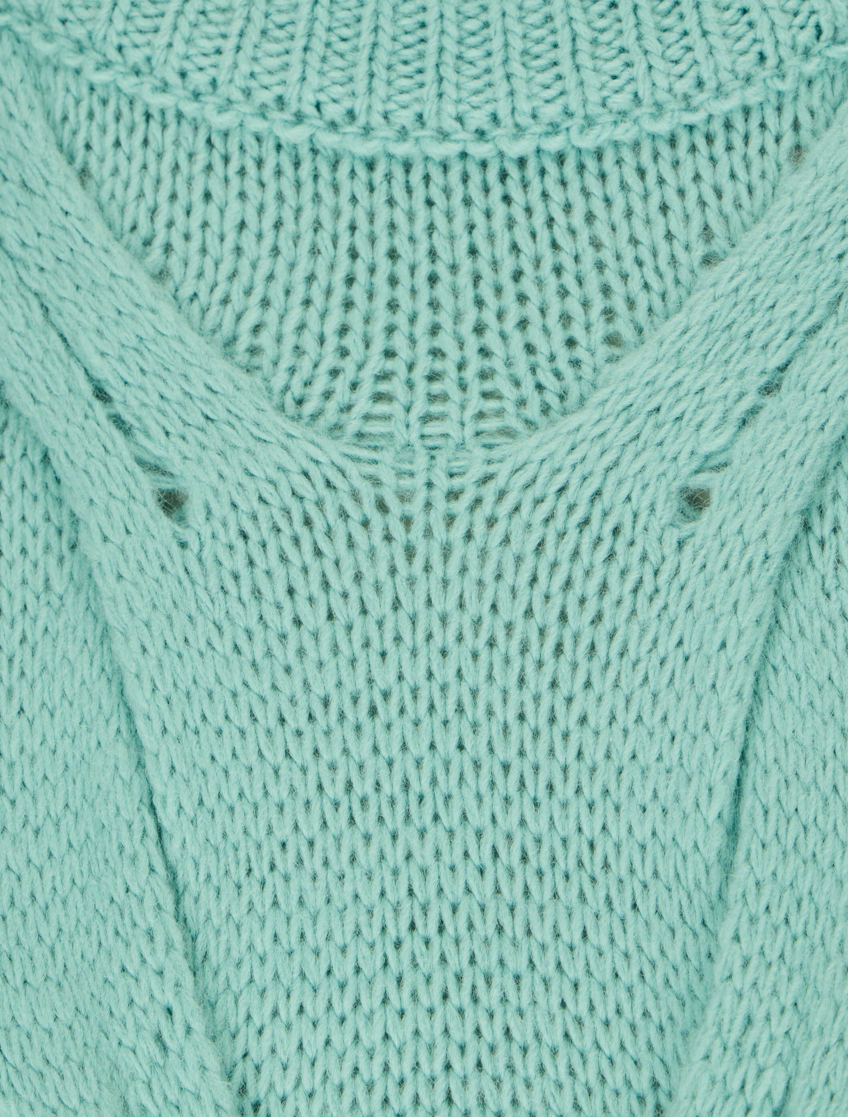 Pull torsadé et bords côtelés - Turquoise - 3