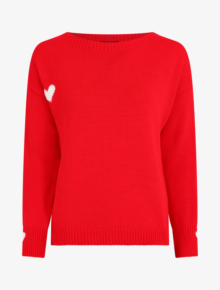 Pull droit à coeur - Rouge - 1