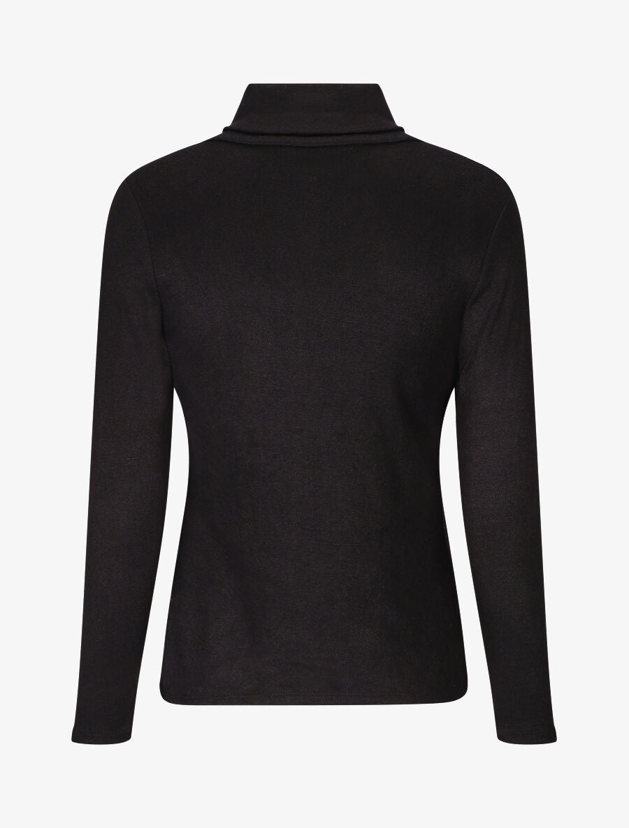 Pull col montant et crochet décoratif - Noir - 2