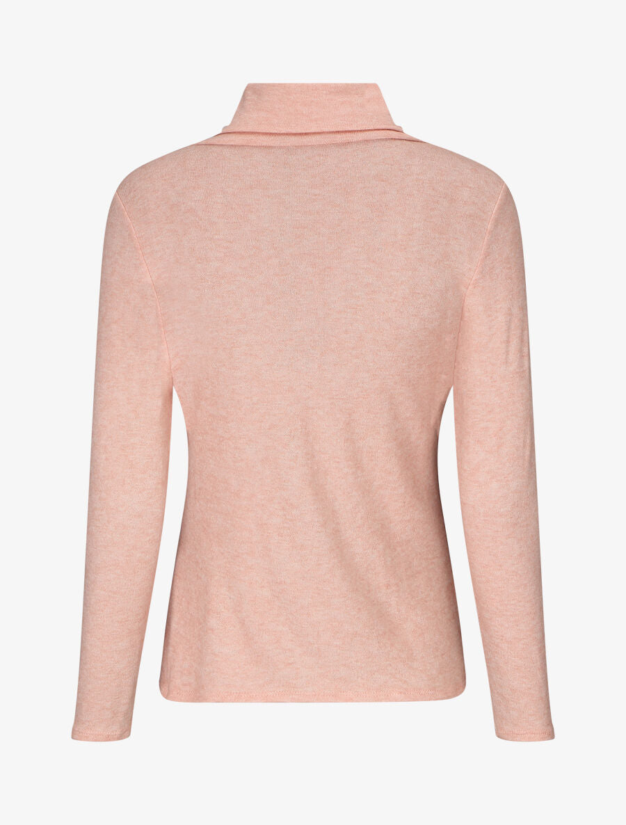 Pull col montant et crochet décoratif - Rose - 2