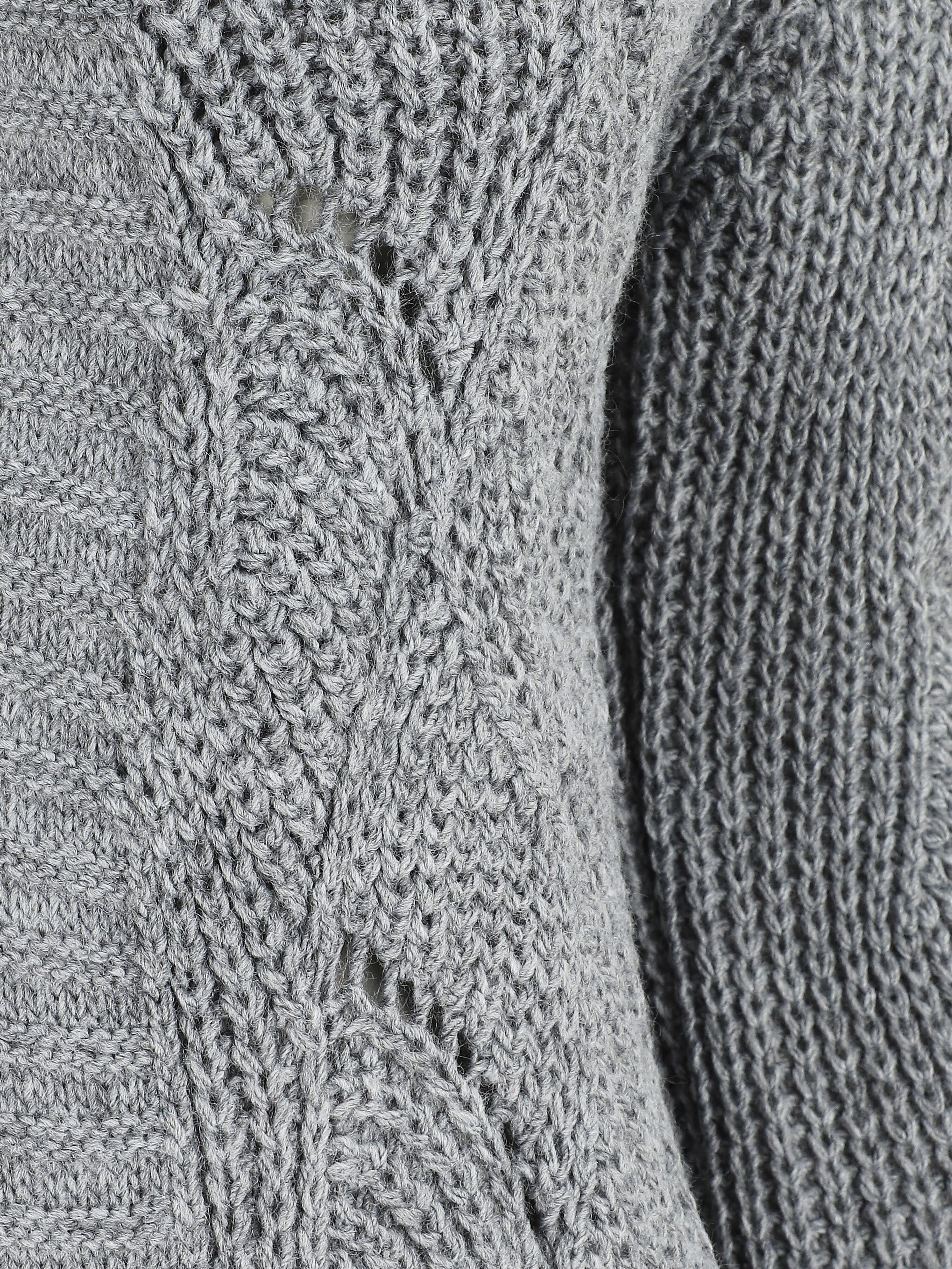Gilet mi-long classique à bord côtelés - Gris - 3
