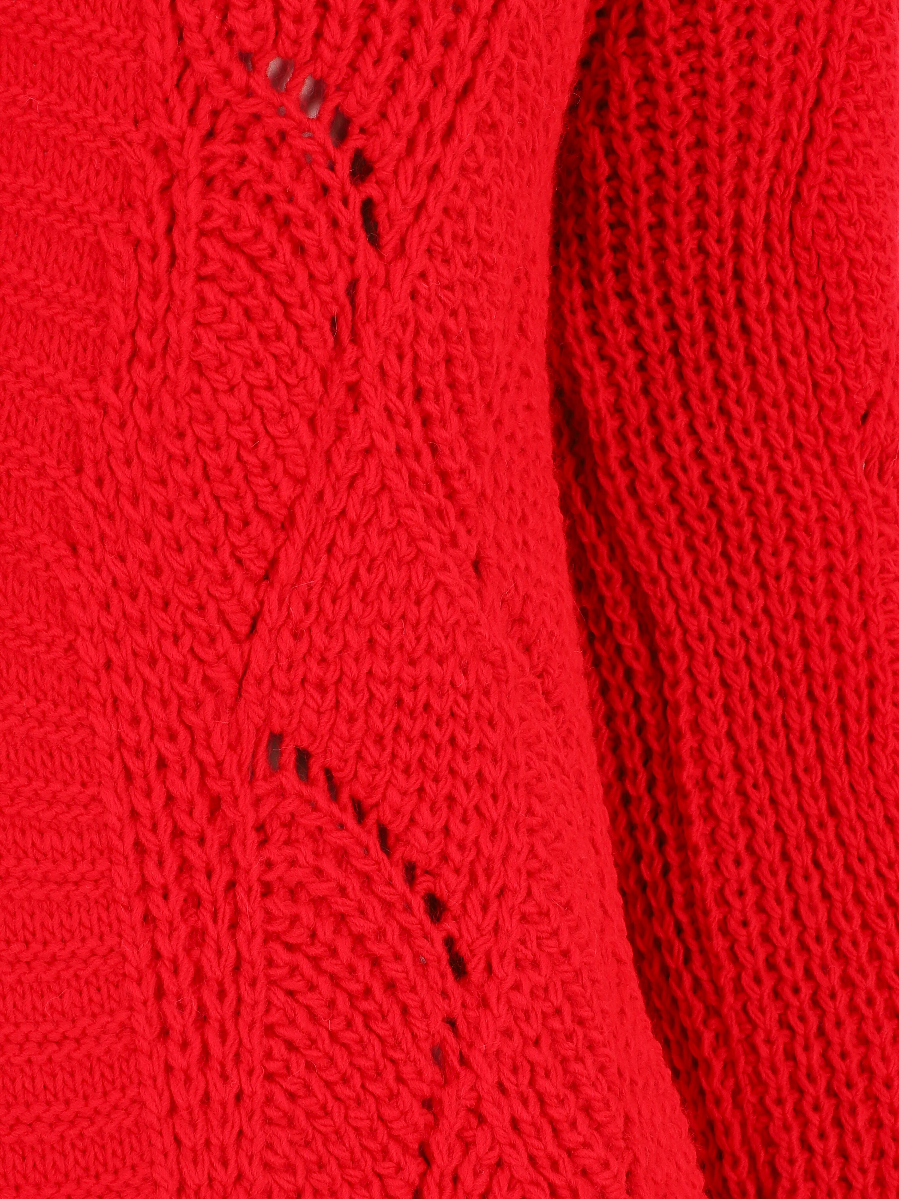 Gilet mi-long classique à bord côtelés - Rouge - 3