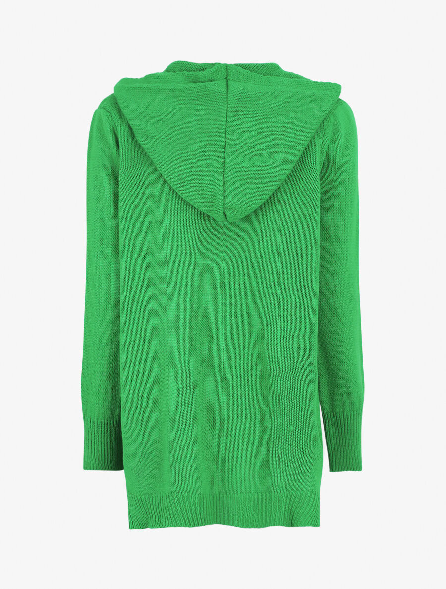 Gilet mi-long à capuche - Vert - 2