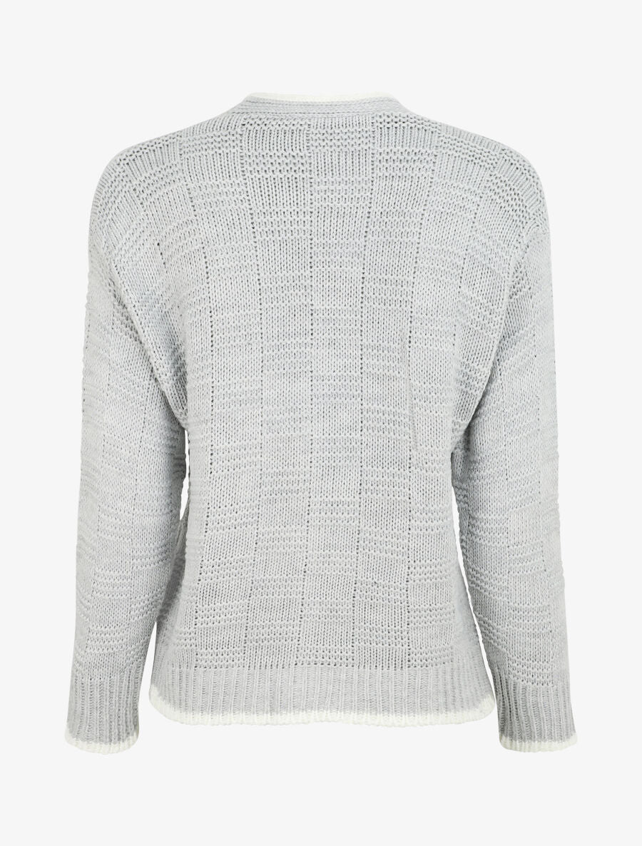 Gilet col V en maille stylisée - Gris clair - 2