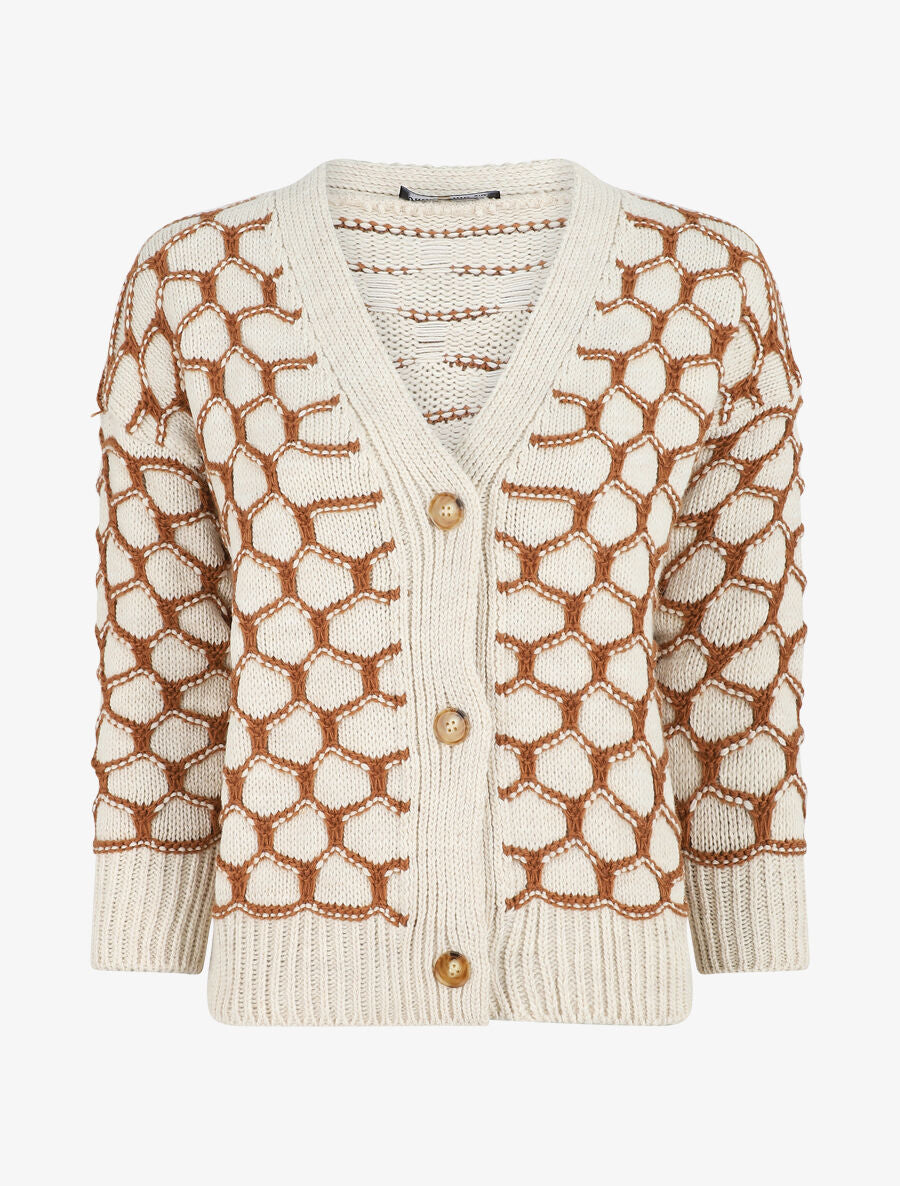 Cardigan à imprimé fantaisie - Camel - 5