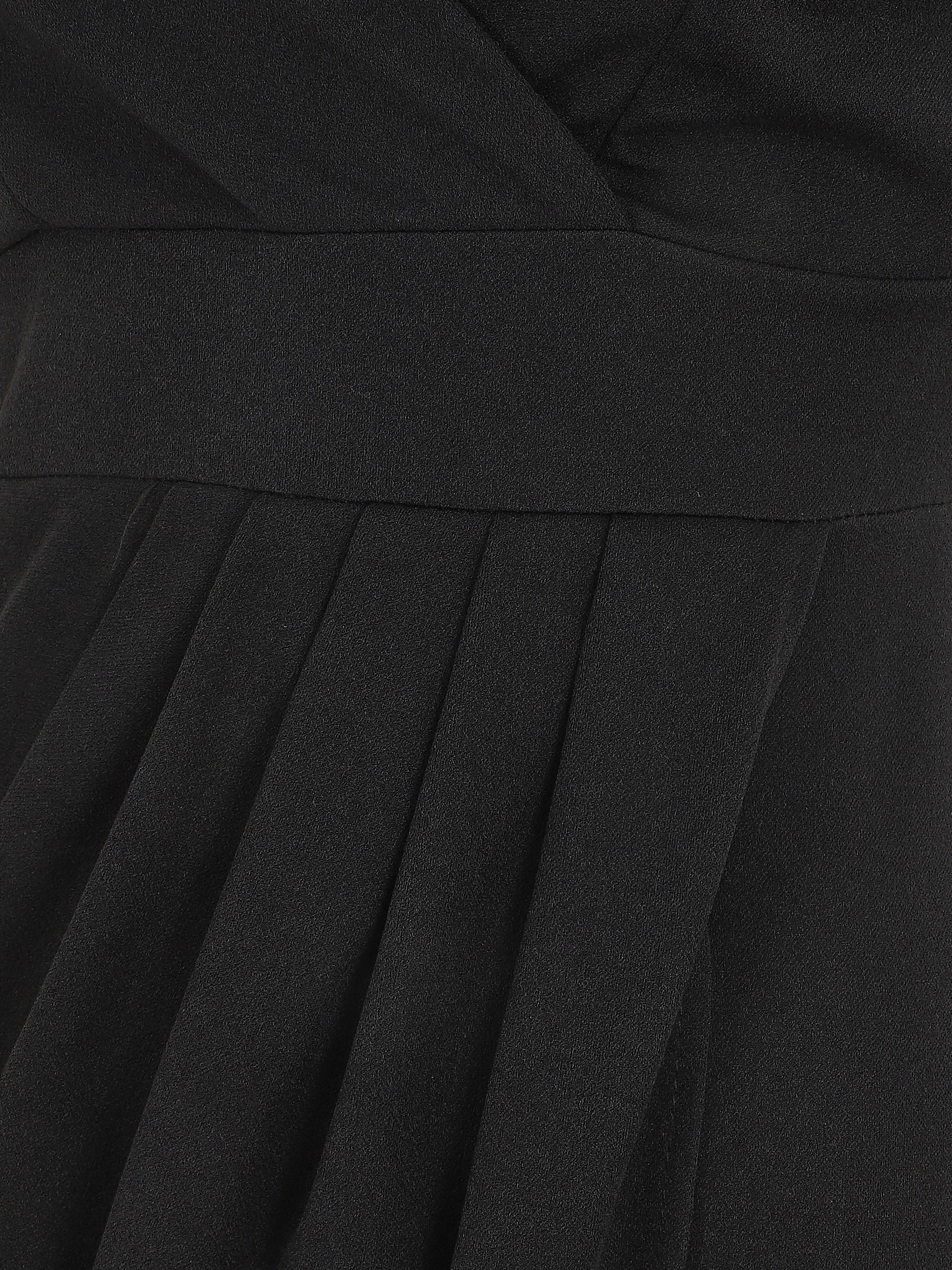 Robe portefeuille courte à bretelles - Noir - 3