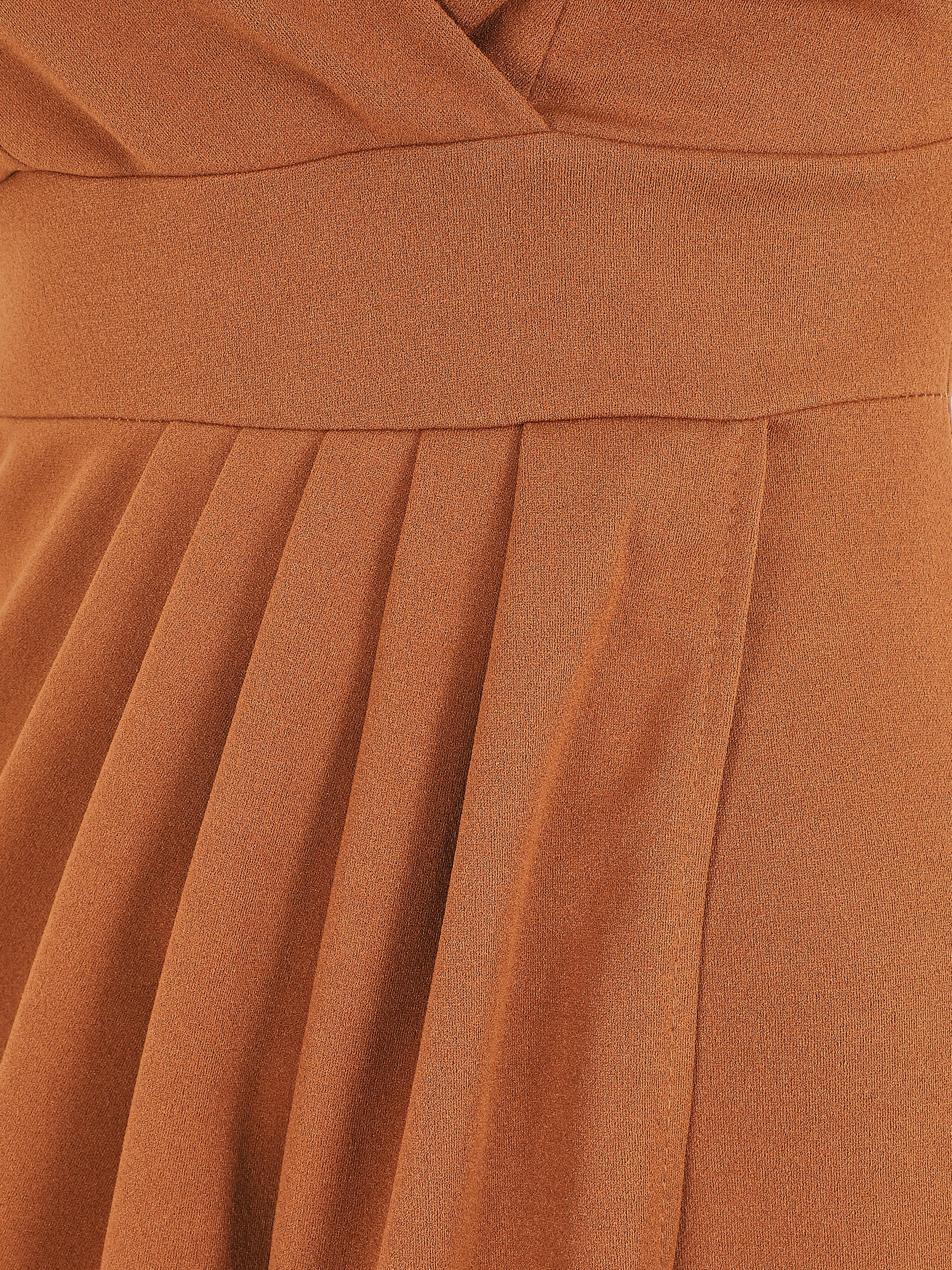 Robe portefeuille courte à bretelles - Camel - 4