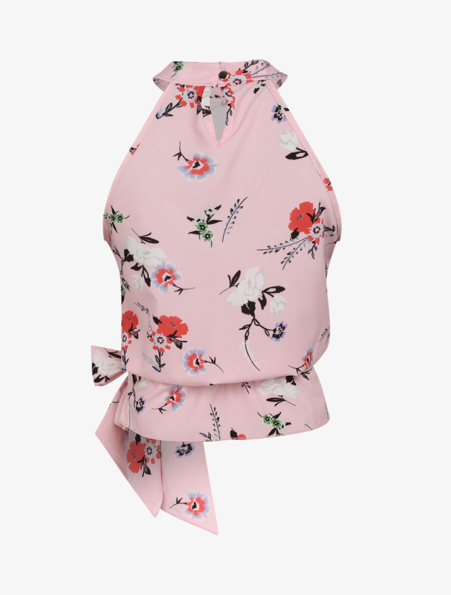 Top boule à liens à nouer imprimé bouquet d&