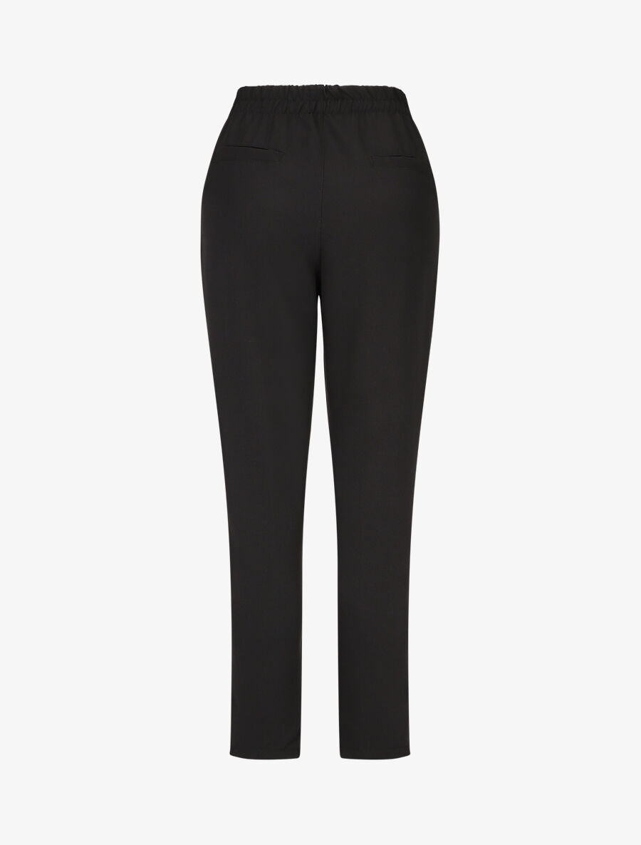 Pantalon droit à boutons décoratifs dorés - Noir - 2