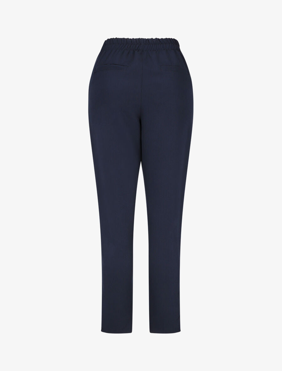 Pantalon droit à boutons décoratifs dorés - Marine - 2
