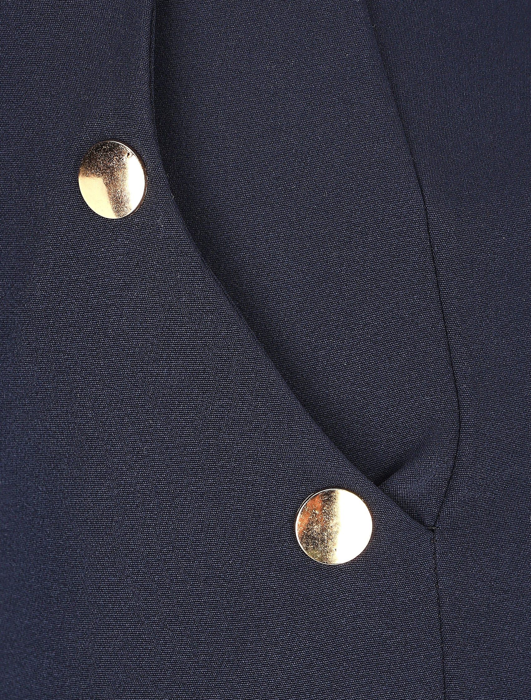 Pantalon droit à boutons décoratifs dorés - Marine - 3