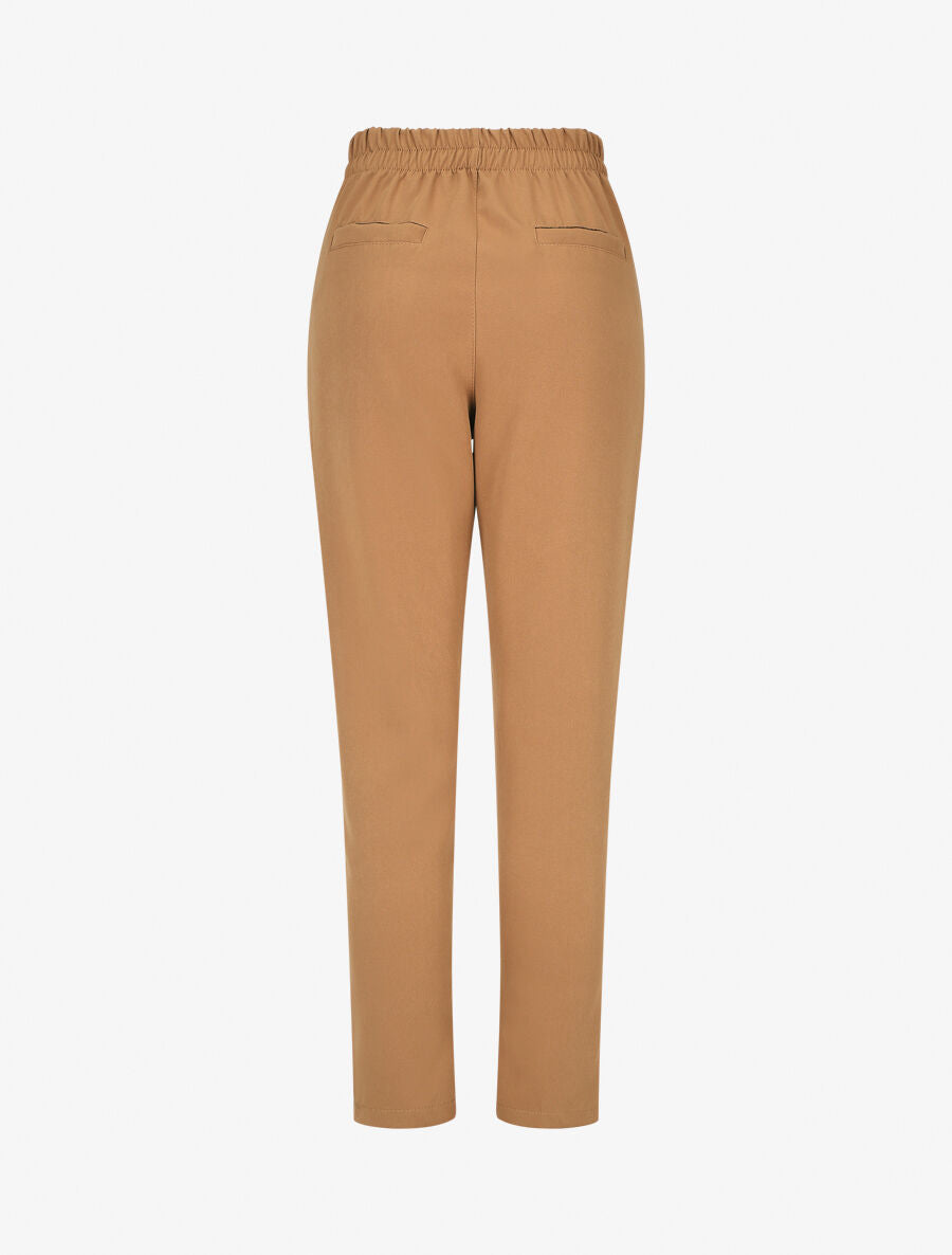 Pantalon droit à boutons décoratifs dorés - Camel - 2