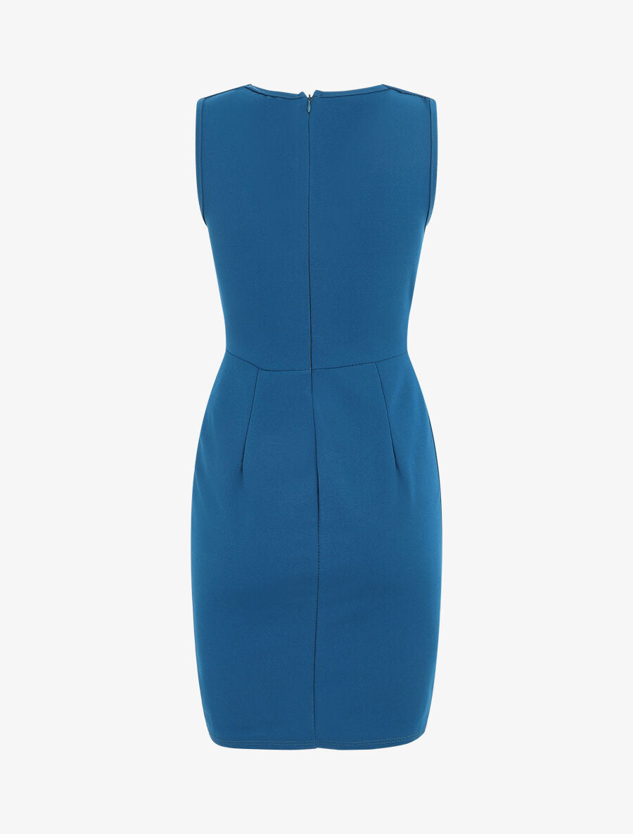 Robe unie sans manches à boutons - Bleu - 3