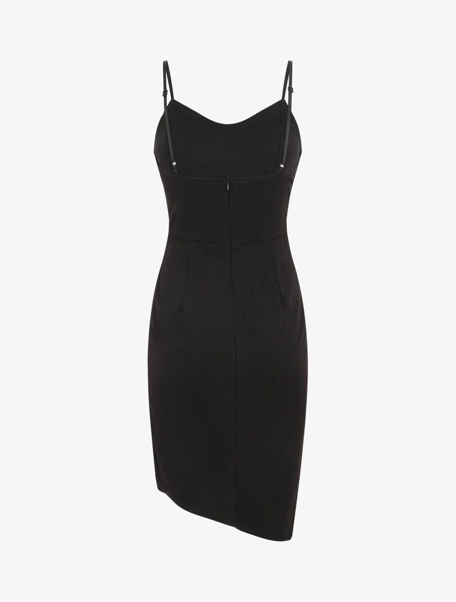 Robe drapée à bretelles et boucle - Noir - 2