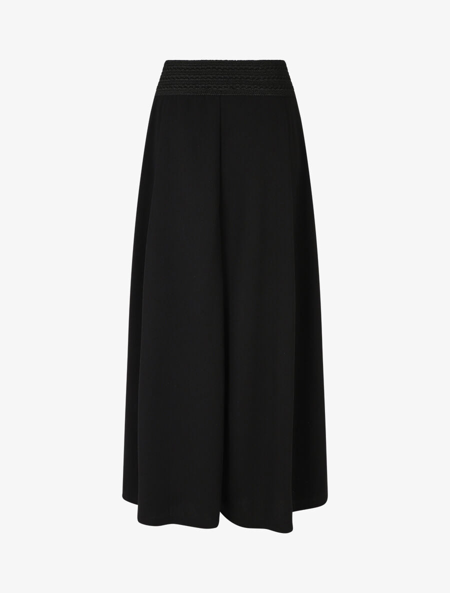 Jupe longue droite unie à taille élastiquée - Noir - 2