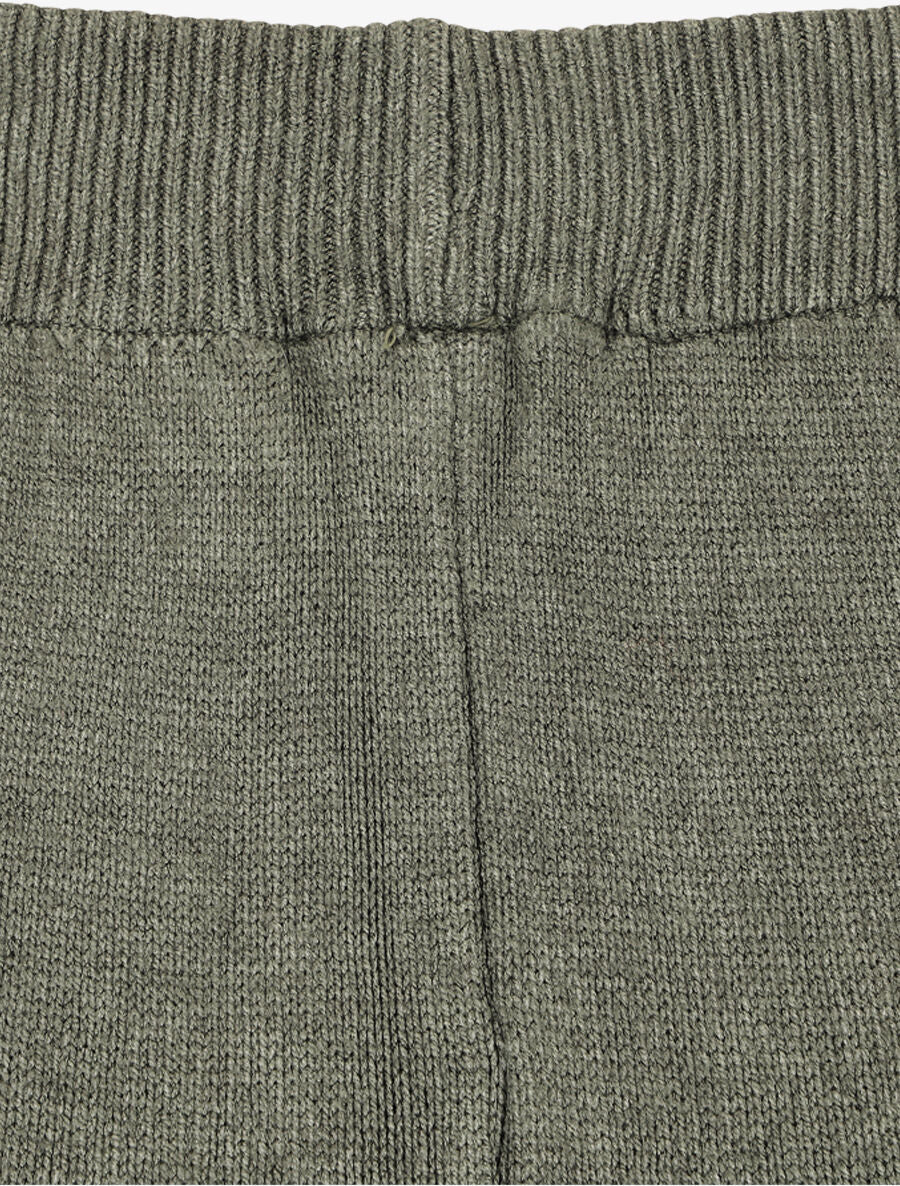 Pantalon uni en maille - Kaki - 3