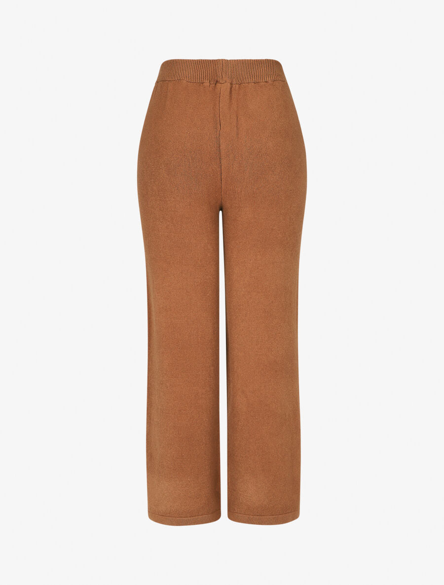 Pantalon uni en maille - Camel - 2
