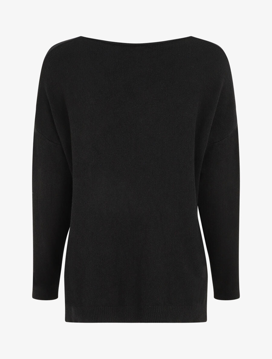 Pull ample uni col V - Noir - 2