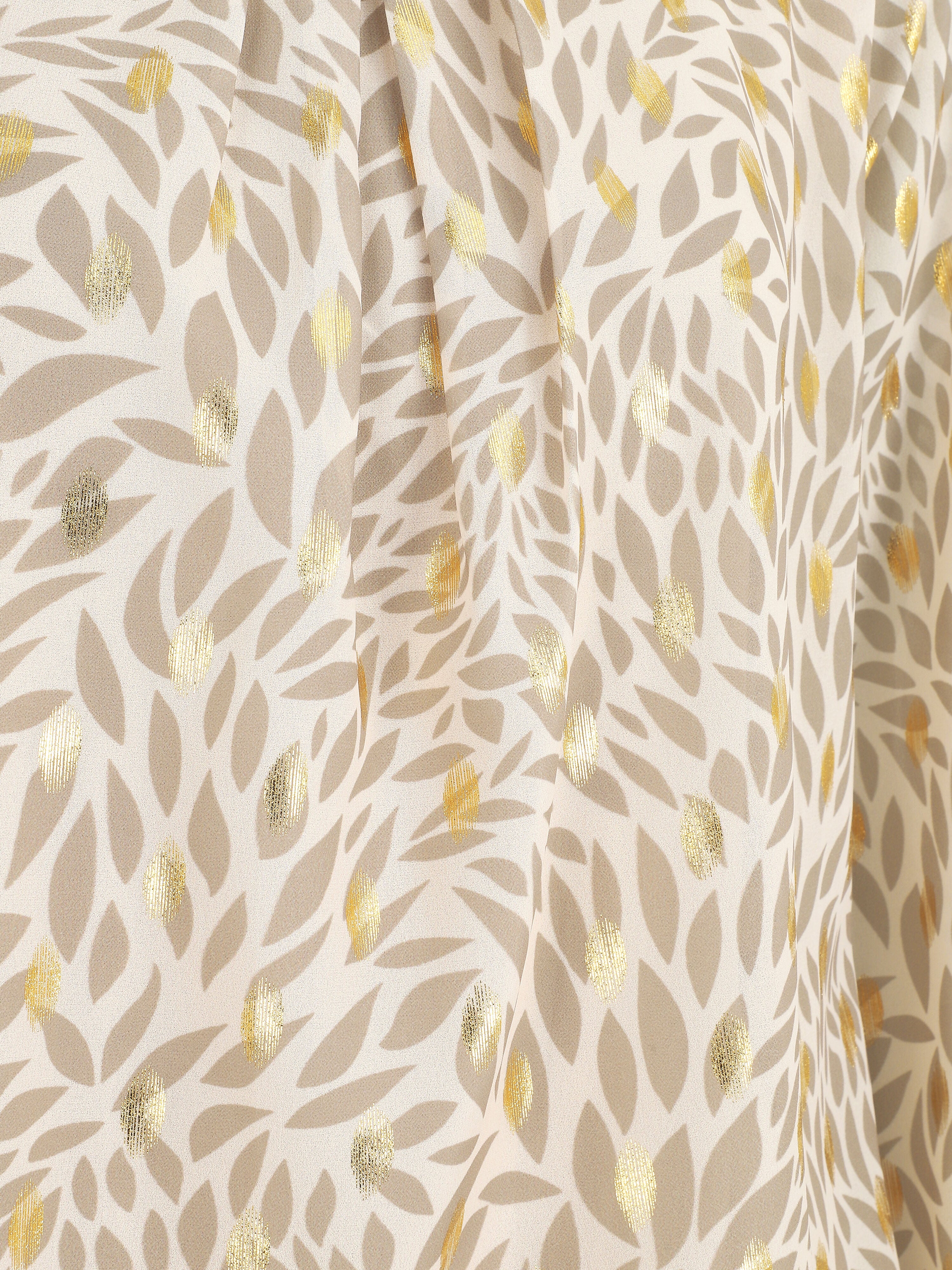 Blouse ample en voile imprimé feuilles irisées - Beige - 3