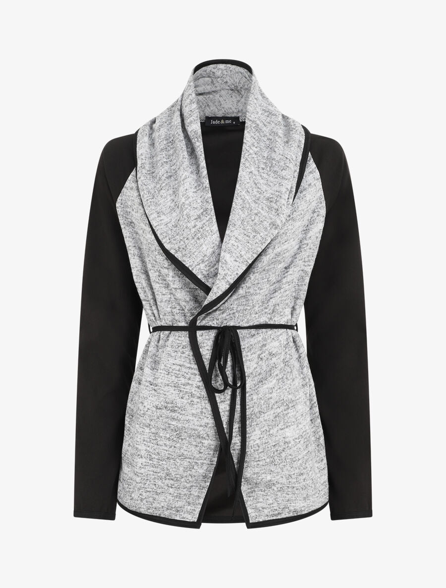 Gilet bi-matière col châle - Gris - 4