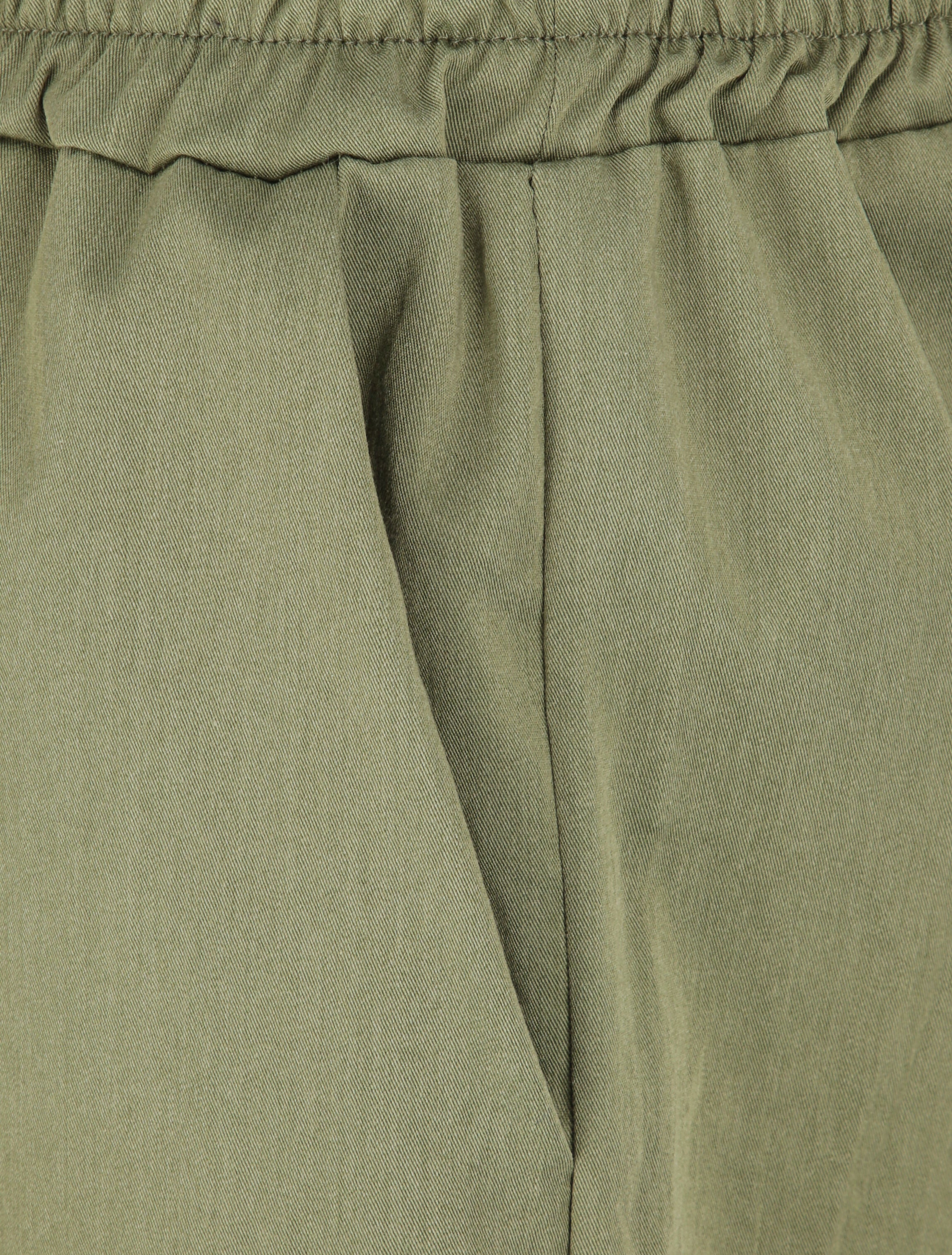 Short droit uni à taille haute élastiquée - Kaki - 3