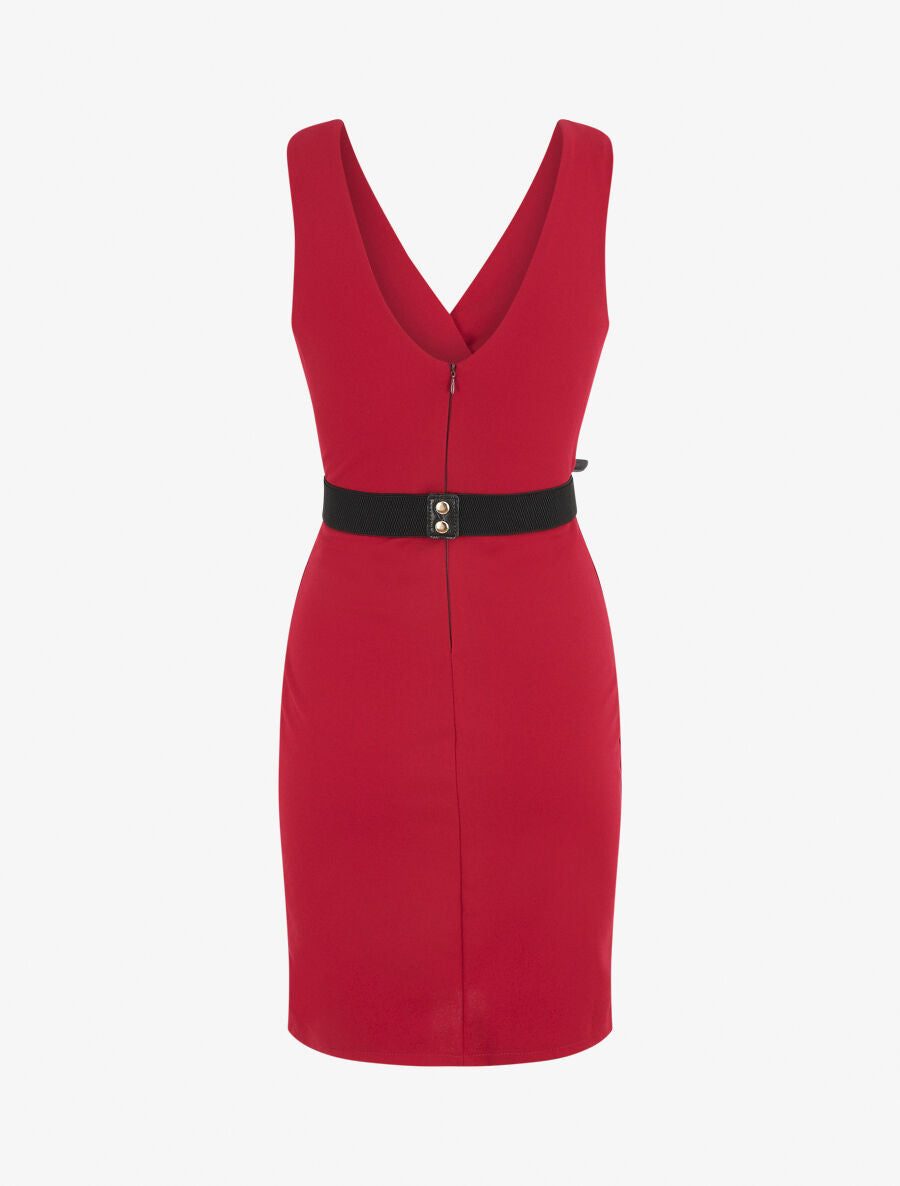 Robe courte ajustée sans manches - Framboise - 3