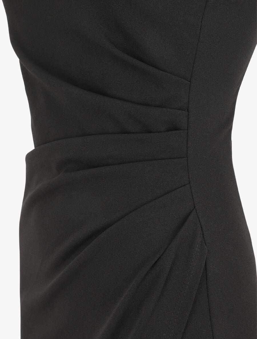 Robe à bretelles asymétriques effet drapé - Noir - 3