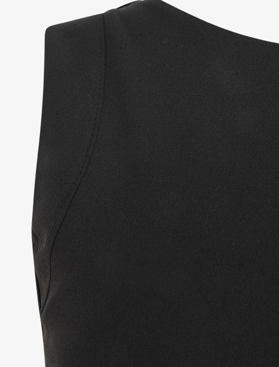 Robe longue drapée sans manches - Noir - 3