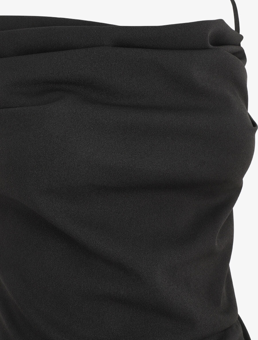 Robe longue droite effet drapé - Noir - 3