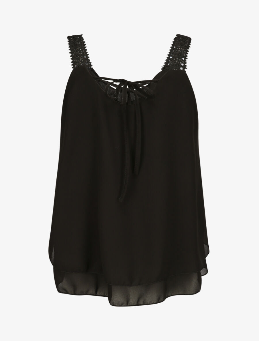 Top en voile fin transparent - Noir - 2