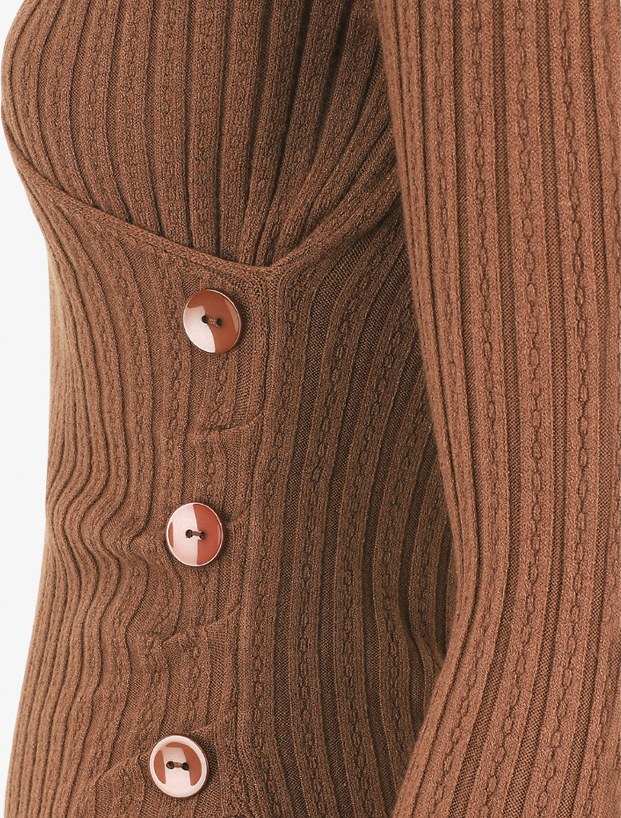 Pull uni côtelé croisé - Marron - 3