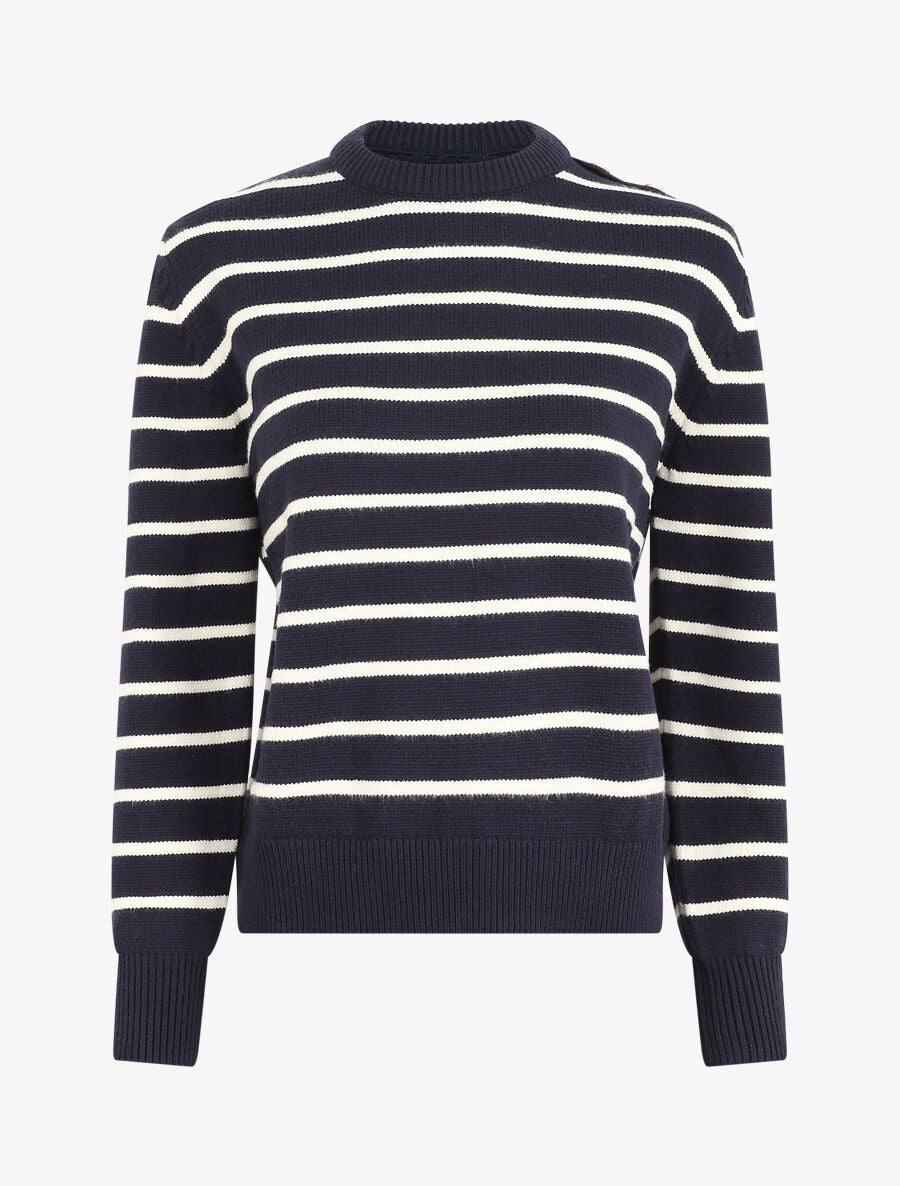 Pull marinière à boutons - Marine - 1