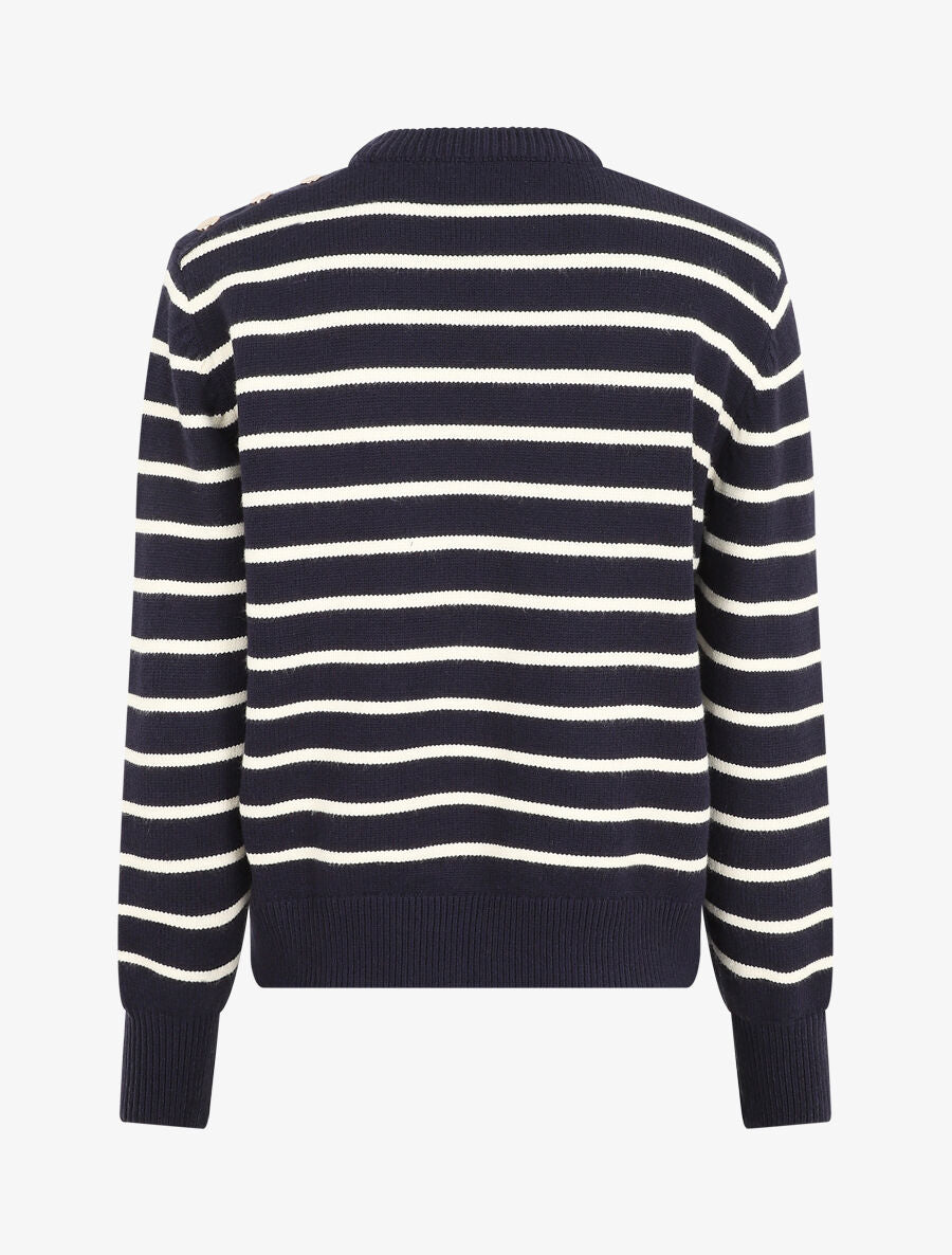 Pull marinière à boutons - Marine - 2