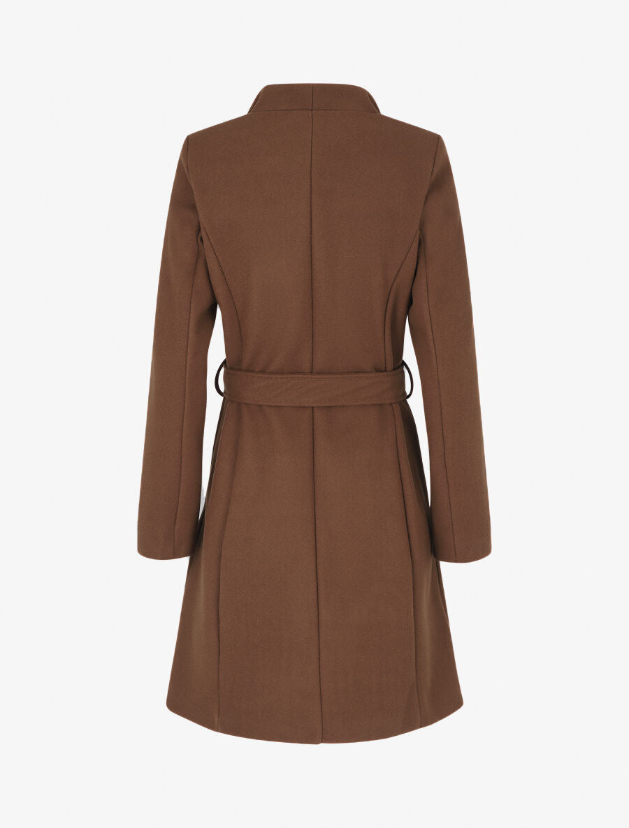 Manteau long col montant - Marron - 2