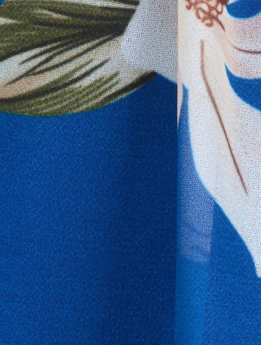 Top à col américain imprimé pivoines - Bleu - 3