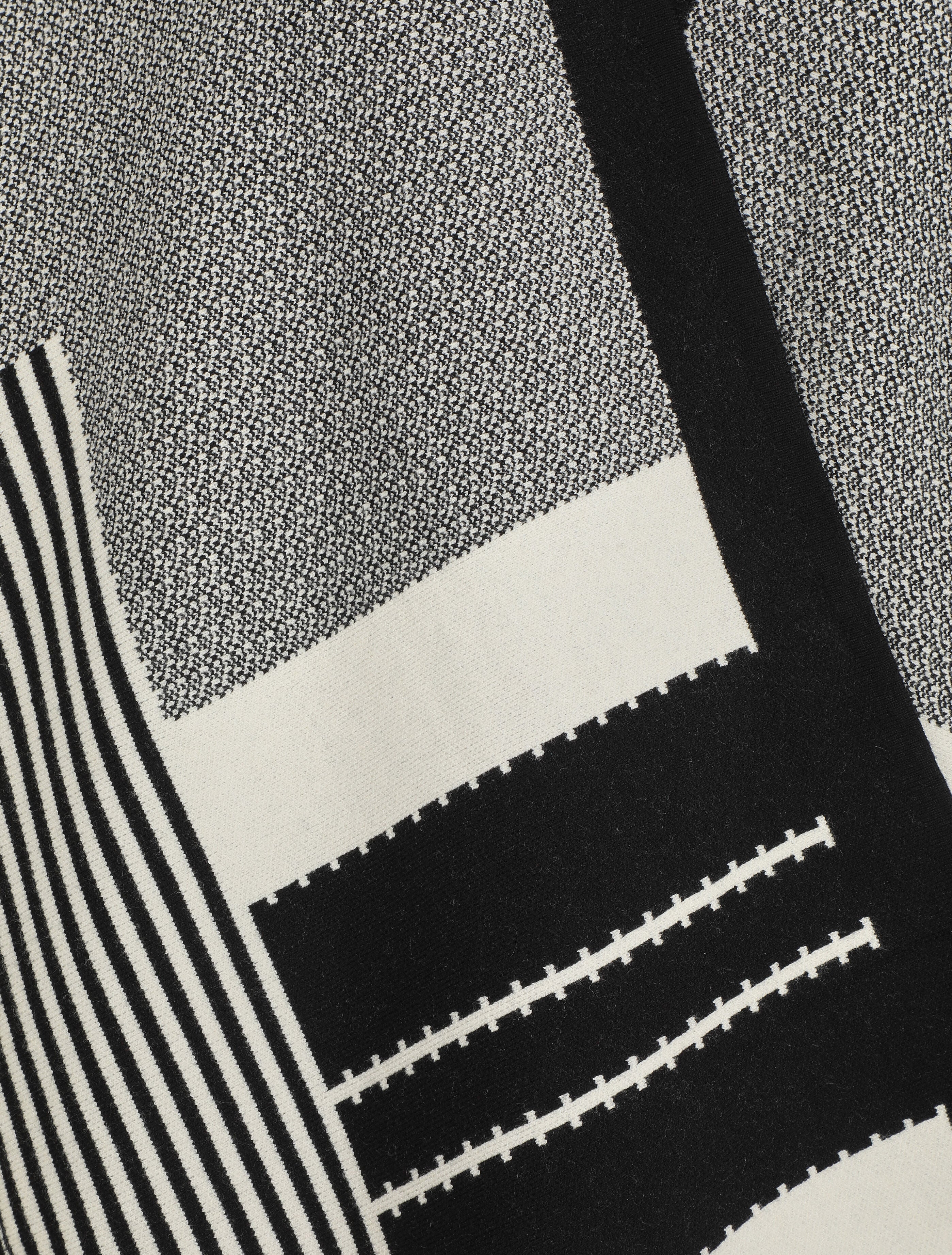 Poncho à imprimé graphique et franges - Noir - 4