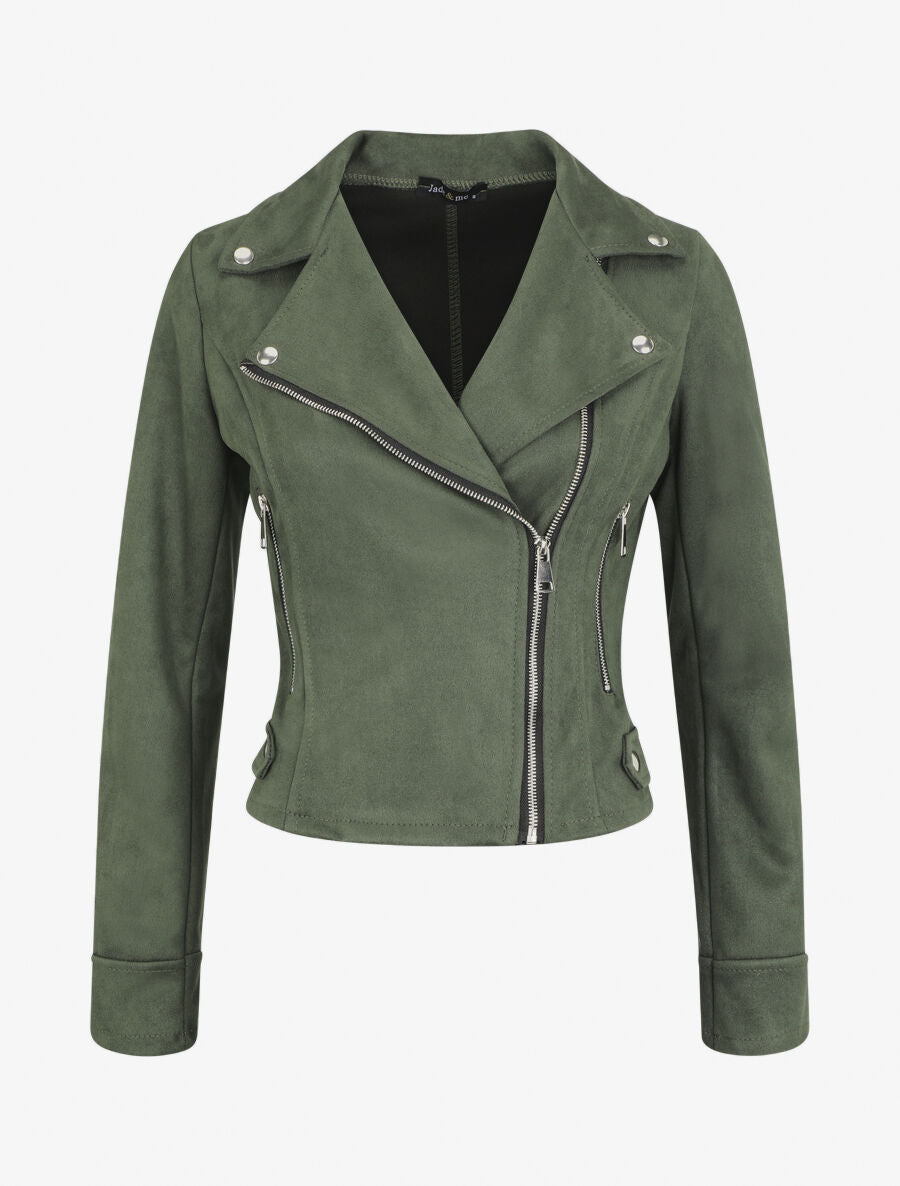 Veste style perfecto en suédine - Vert - 5