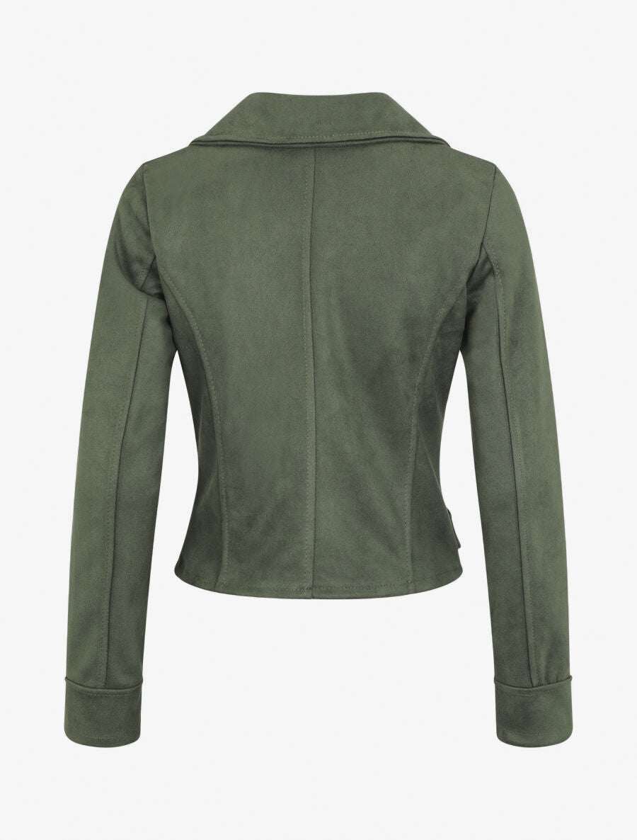 Veste style perfecto en suédine - Vert - 2