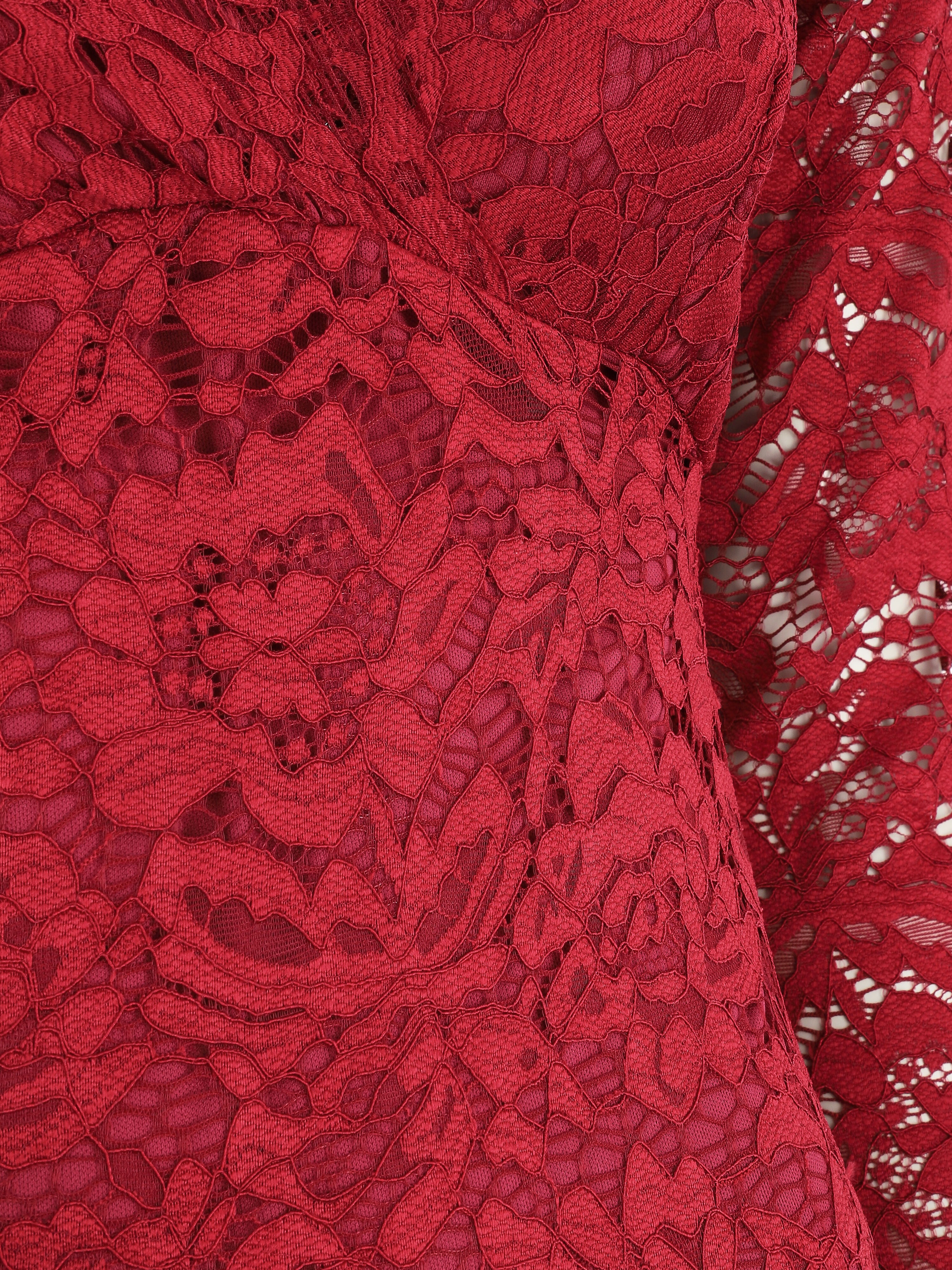 Robe moulante en dentelle - Bordeaux - 3