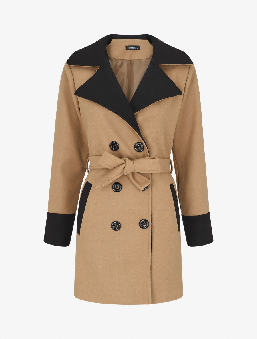 Manteau mi-long en laine mélangée - Camel - 5